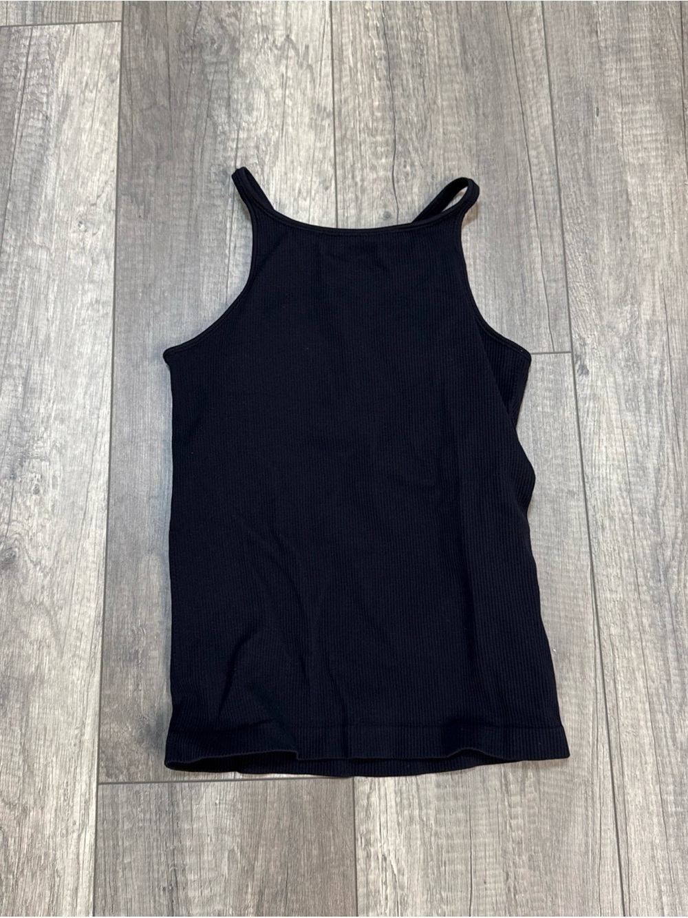 LSKD Black Ribbed High-Neck Tank Top